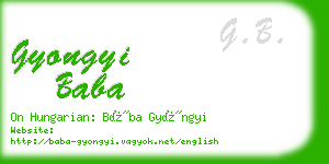 gyongyi baba business card